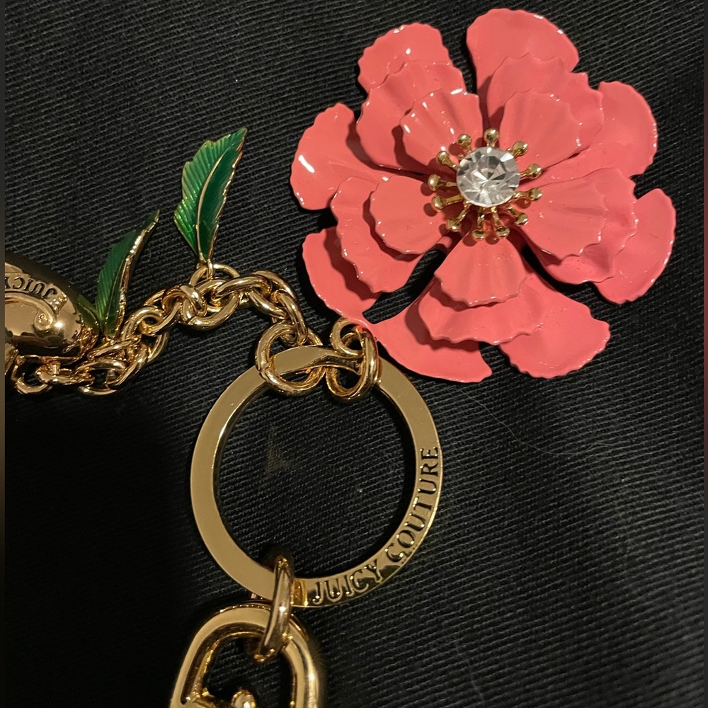 Juicy couture flower bag charm key chain